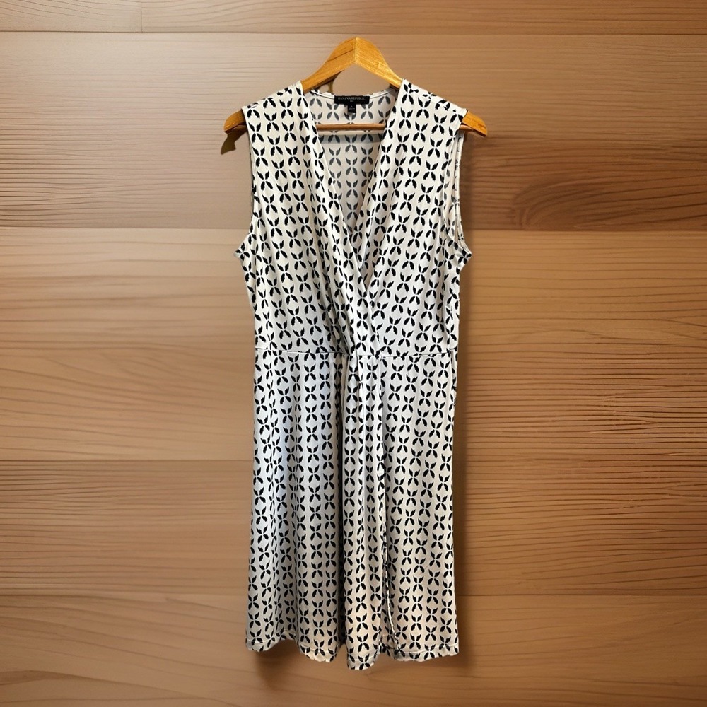 Banana Republic Faux Wrap Dress Women's Sleeveless Blue White Sz Large